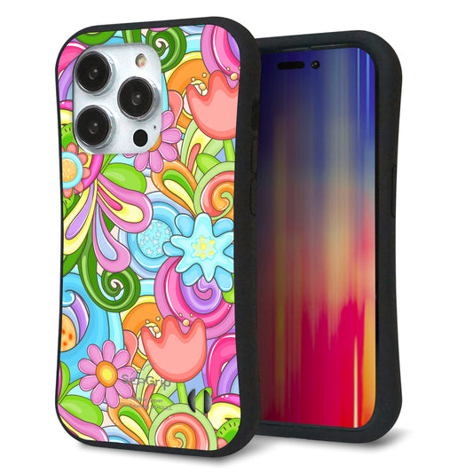 iPhone14 Pro スマホケース 「SEA Grip」 グリップケース Sライン 【713 ミラクルフラワー】 UV印刷