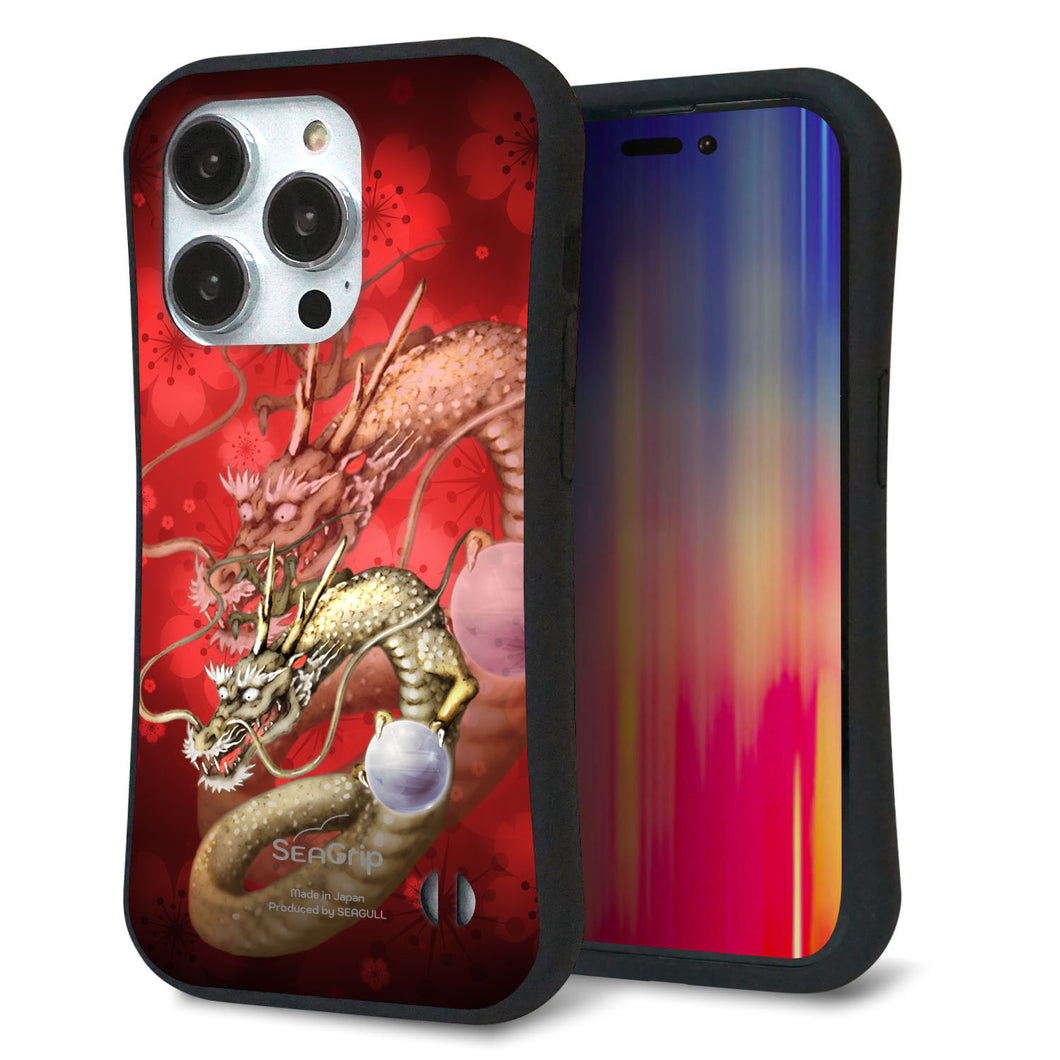 iPhone14 Pro スマホケース 「SEA Grip」 グリップケース Sライン 【1004 桜と龍】 UV印刷