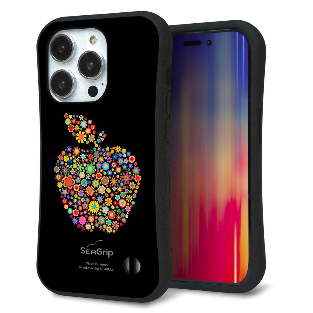 iPhone14 Pro スマホケース 「SEA Grip」 グリップケース Sライン 【1195 カラフルアップル】 UV印刷