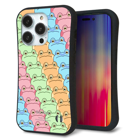 iPhone14 Pro スマホケース 「SEA Grip」 グリップケース Sライン 【HA279 カエル柄】 UV印刷