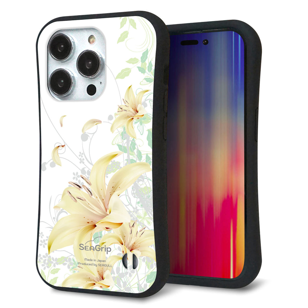 iPhone14 Pro スマホケース 「SEA Grip」 グリップケース Sライン 【SC851 ユリ(ホワイト)】 UV印刷
