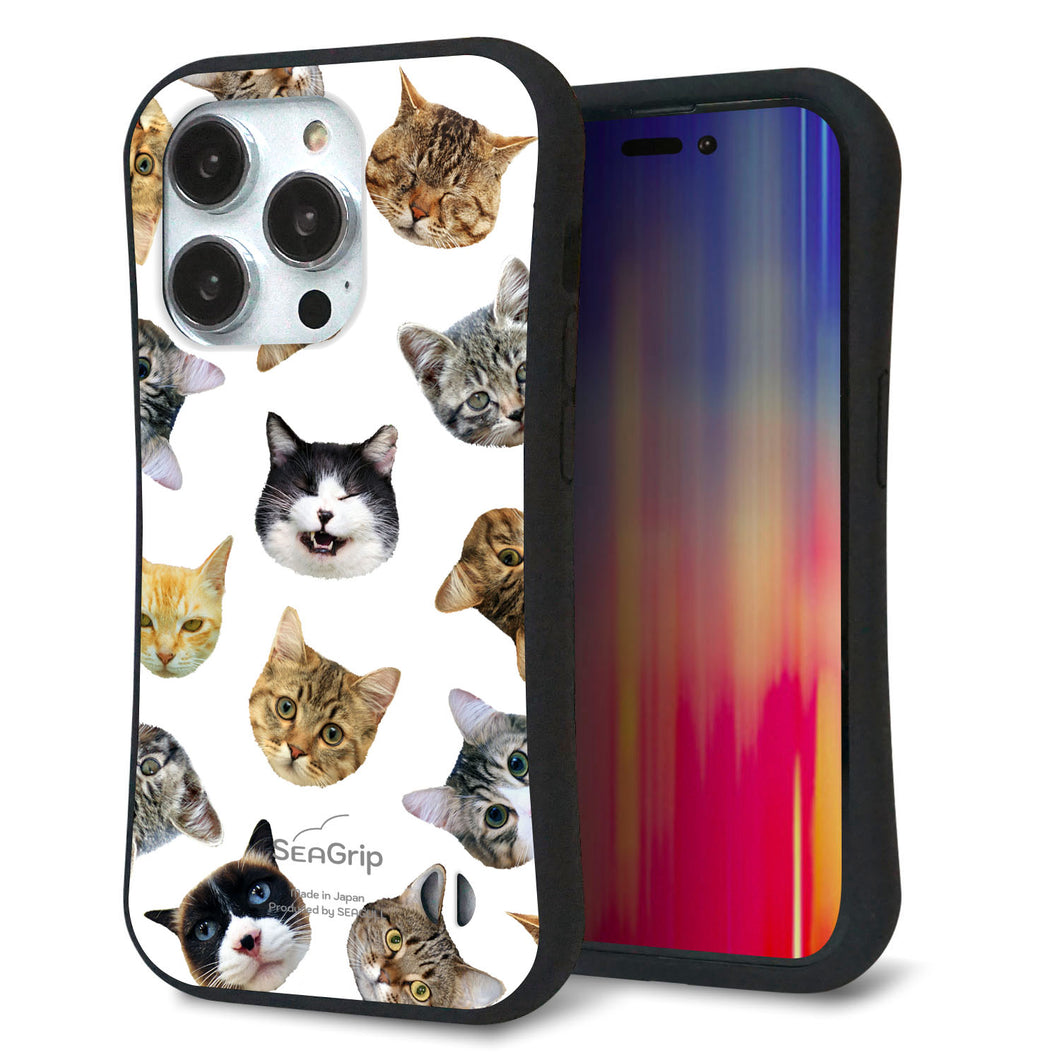 iPhone14 Pro スマホケース 「SEA Grip」 グリップケース Sライン 【SC937 ねこどっと(ホワイト)】 UV印刷