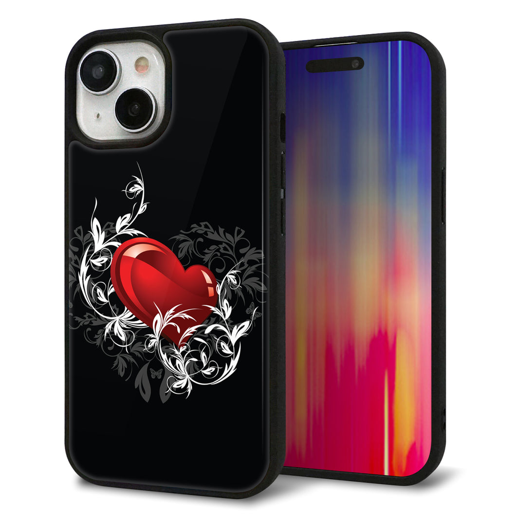 iPhone15 強化ガラス&TPUスマホケース ガラプリ【032 クリスタルハート】