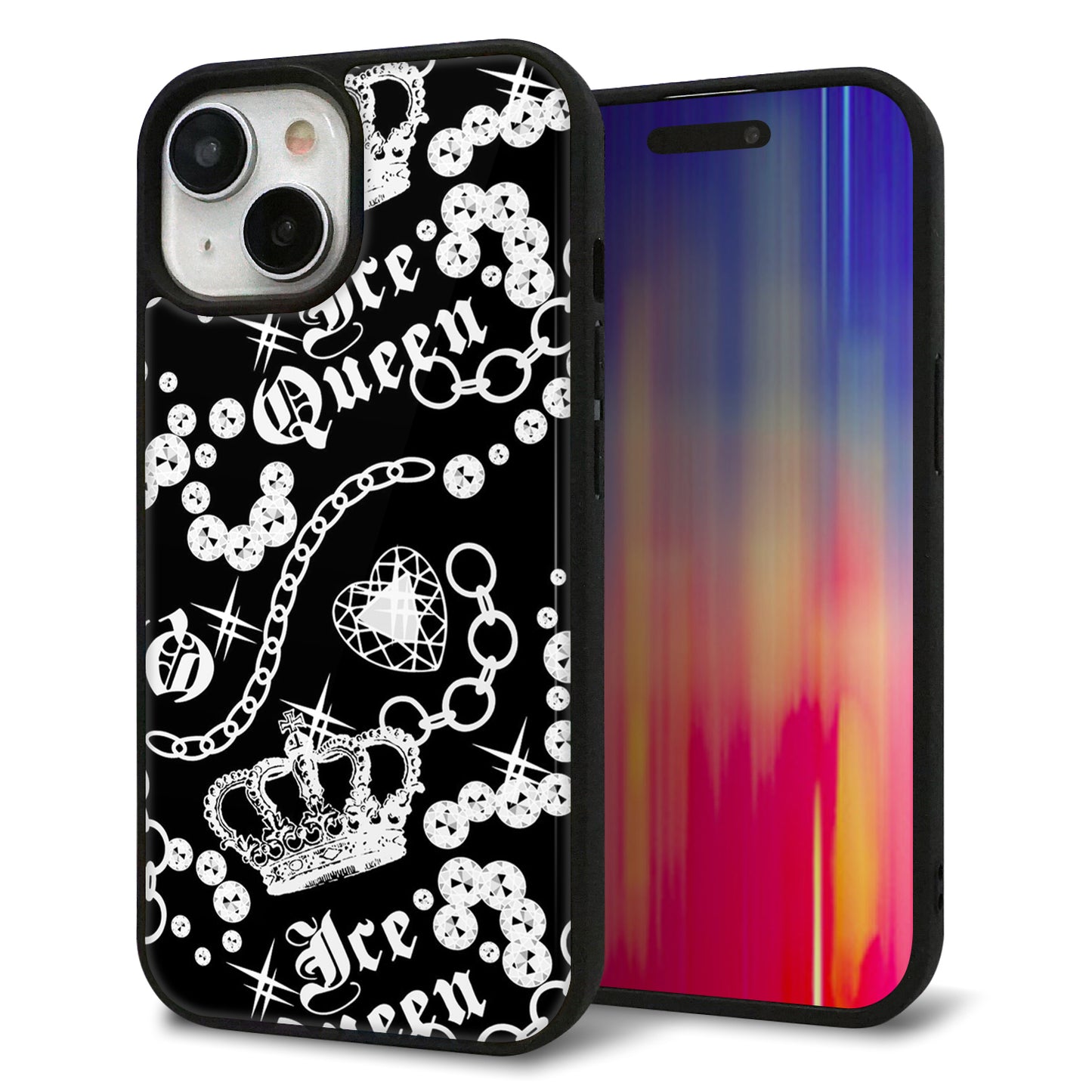 iPhone15 強化ガラス&TPUスマホケース ガラプリ【187 ゴージャス クラウン】