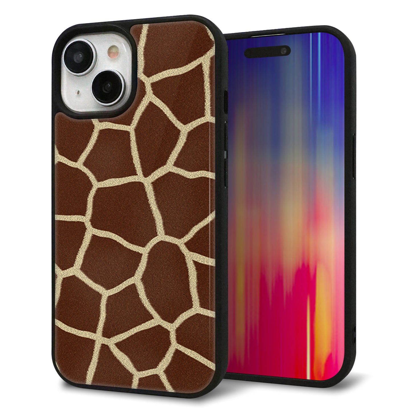 iPhone15 強化ガラス&TPUスマホケース ガラプリ【209 キリンの背中】