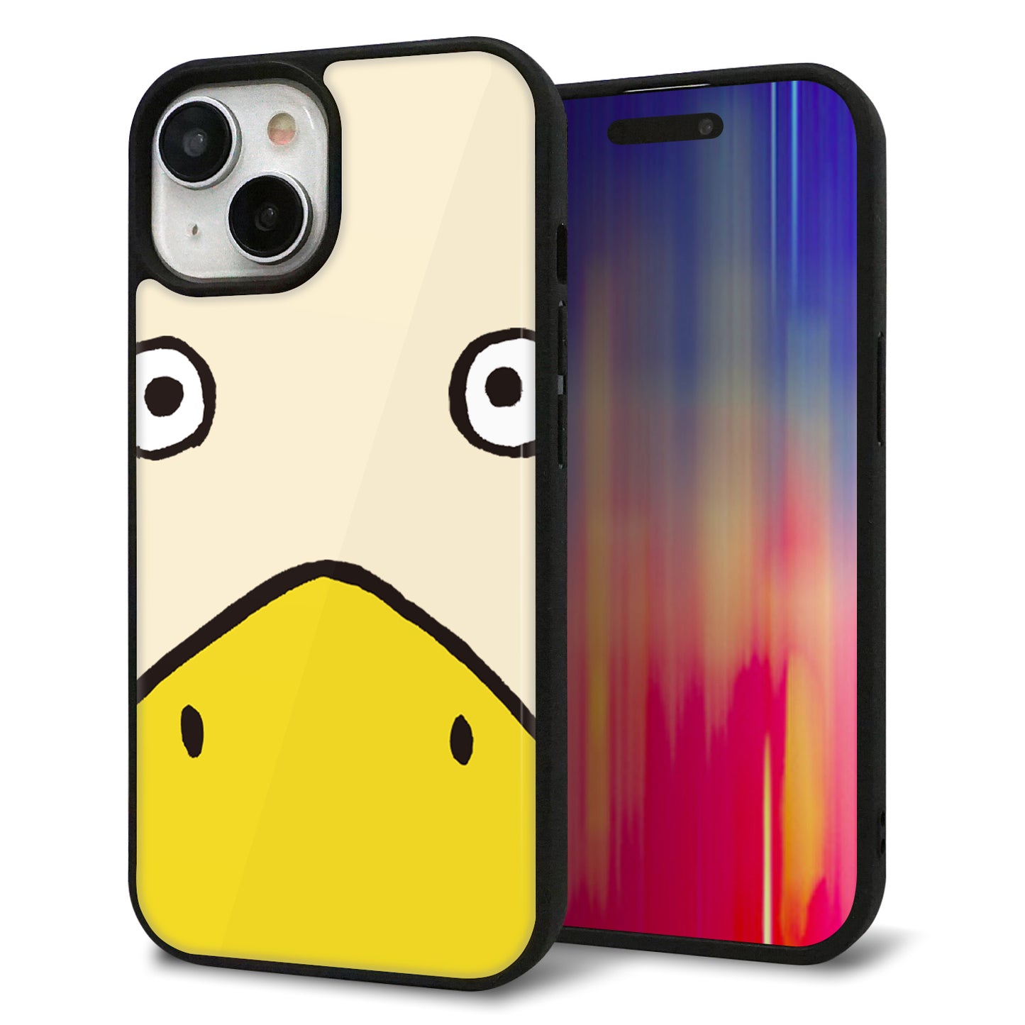 iPhone15 強化ガラス&TPUスマホケース ガラプリ【347 あひる】
