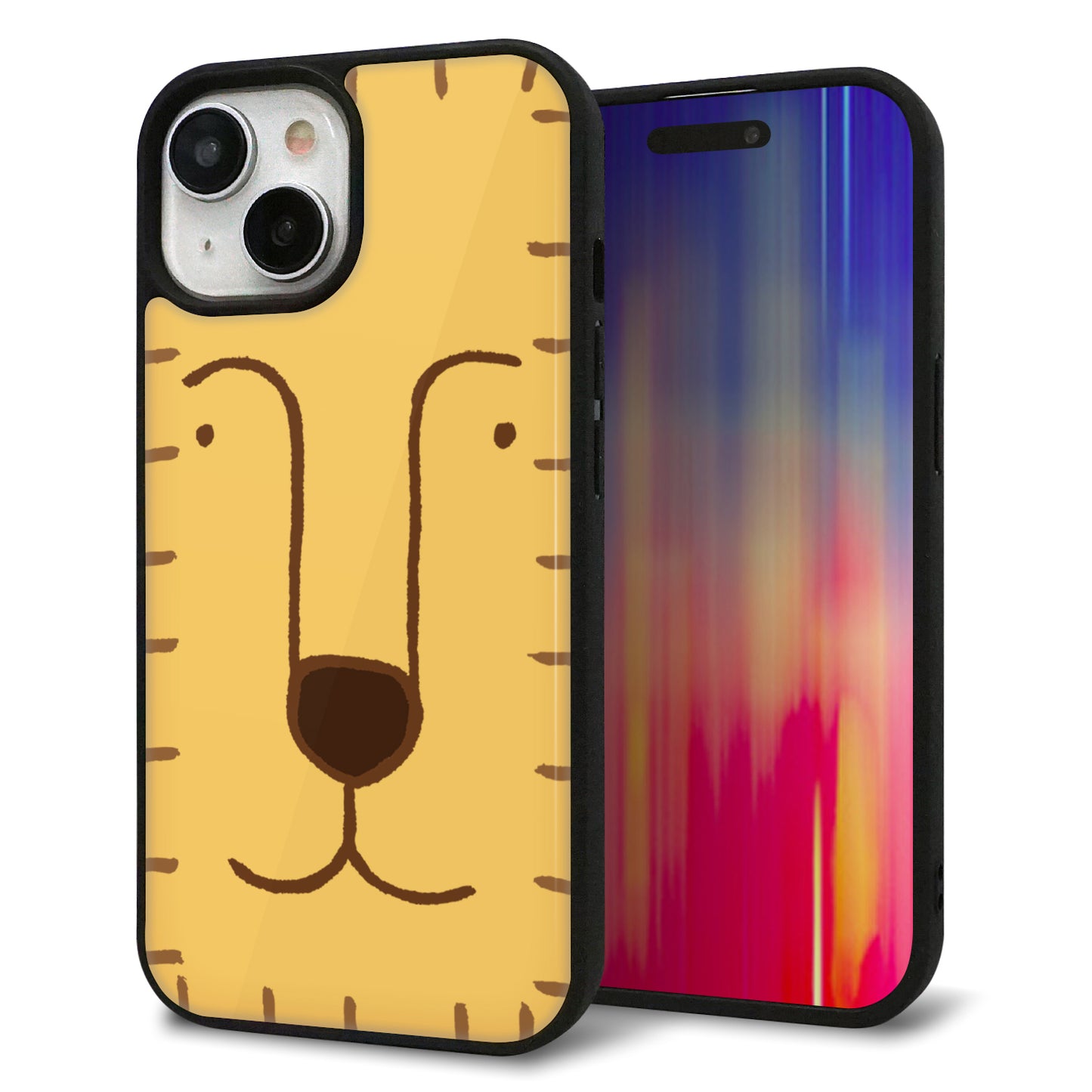 iPhone15 強化ガラス&TPUスマホケース ガラプリ【356 らいおん】