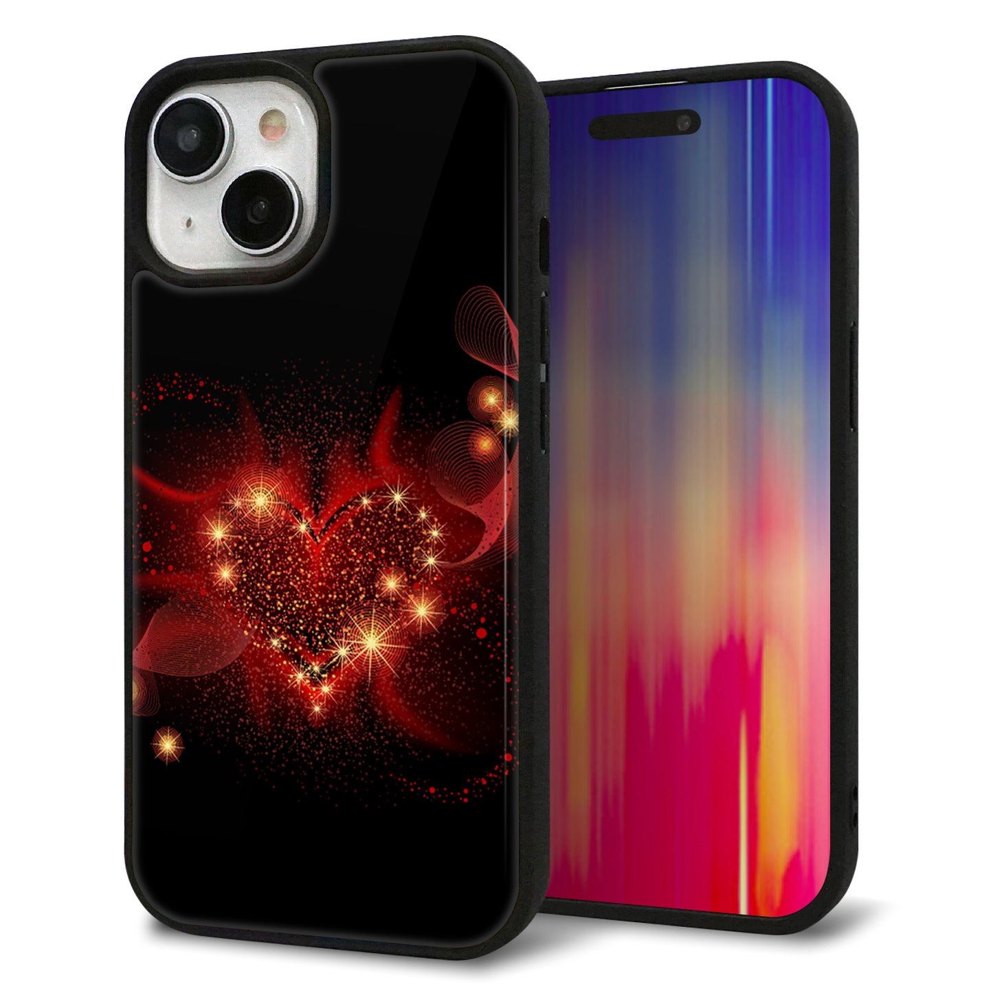 iPhone15 強化ガラス&TPUスマホケース ガラプリ【382 ハートの創生】