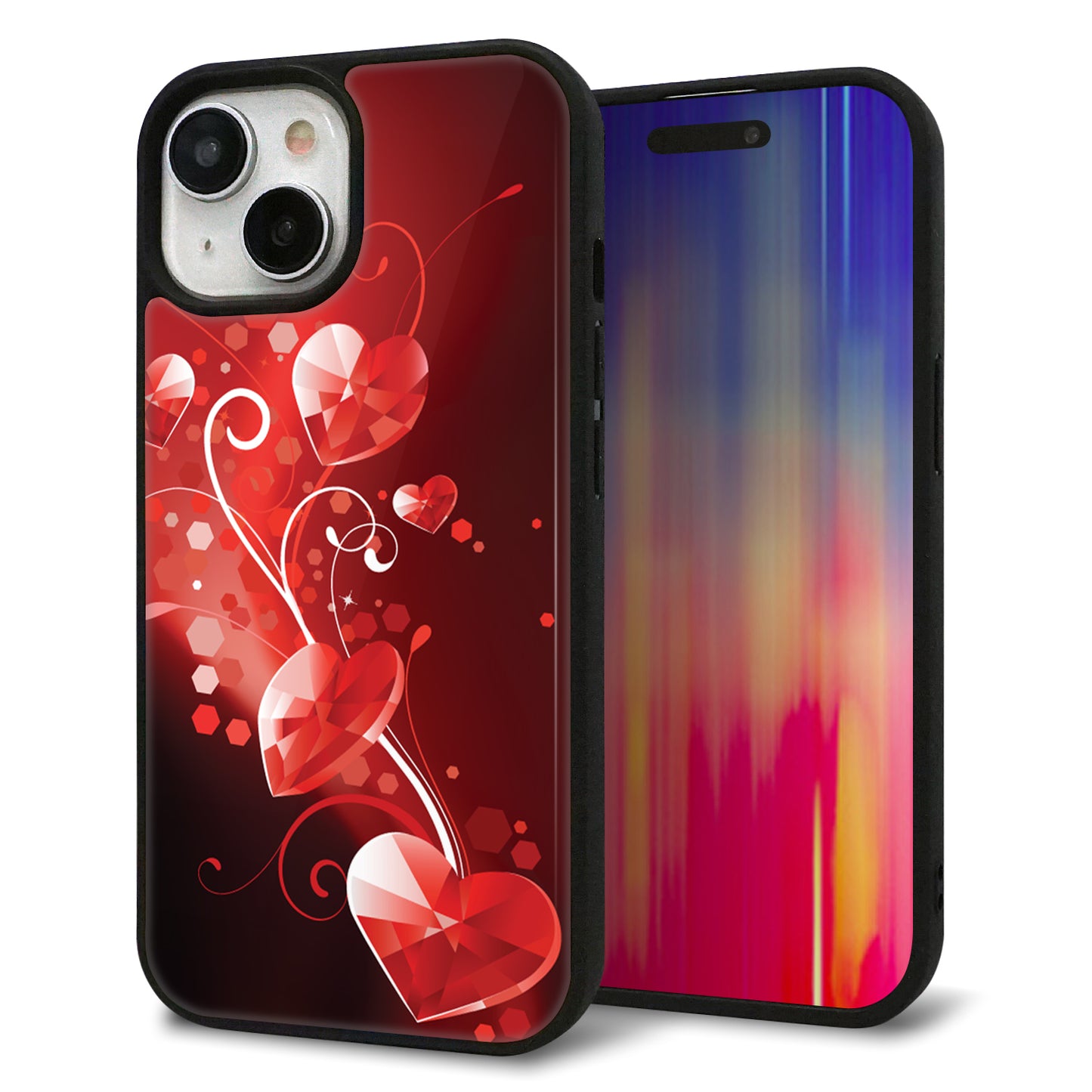 iPhone15 強化ガラス&TPUスマホケース ガラプリ【385 クリスタルな恋】