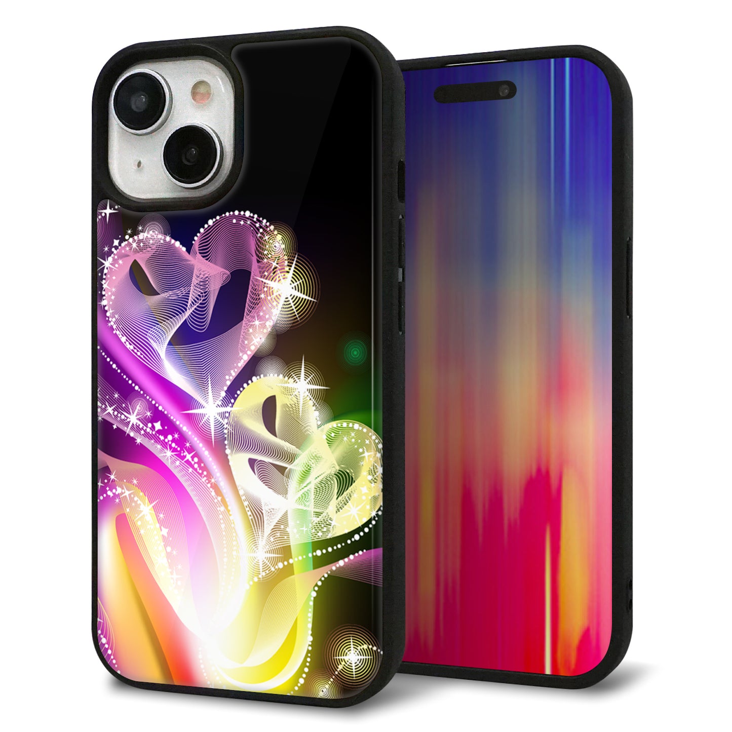 iPhone15 強化ガラス&TPUスマホケース ガラプリ【386 光の軌跡】