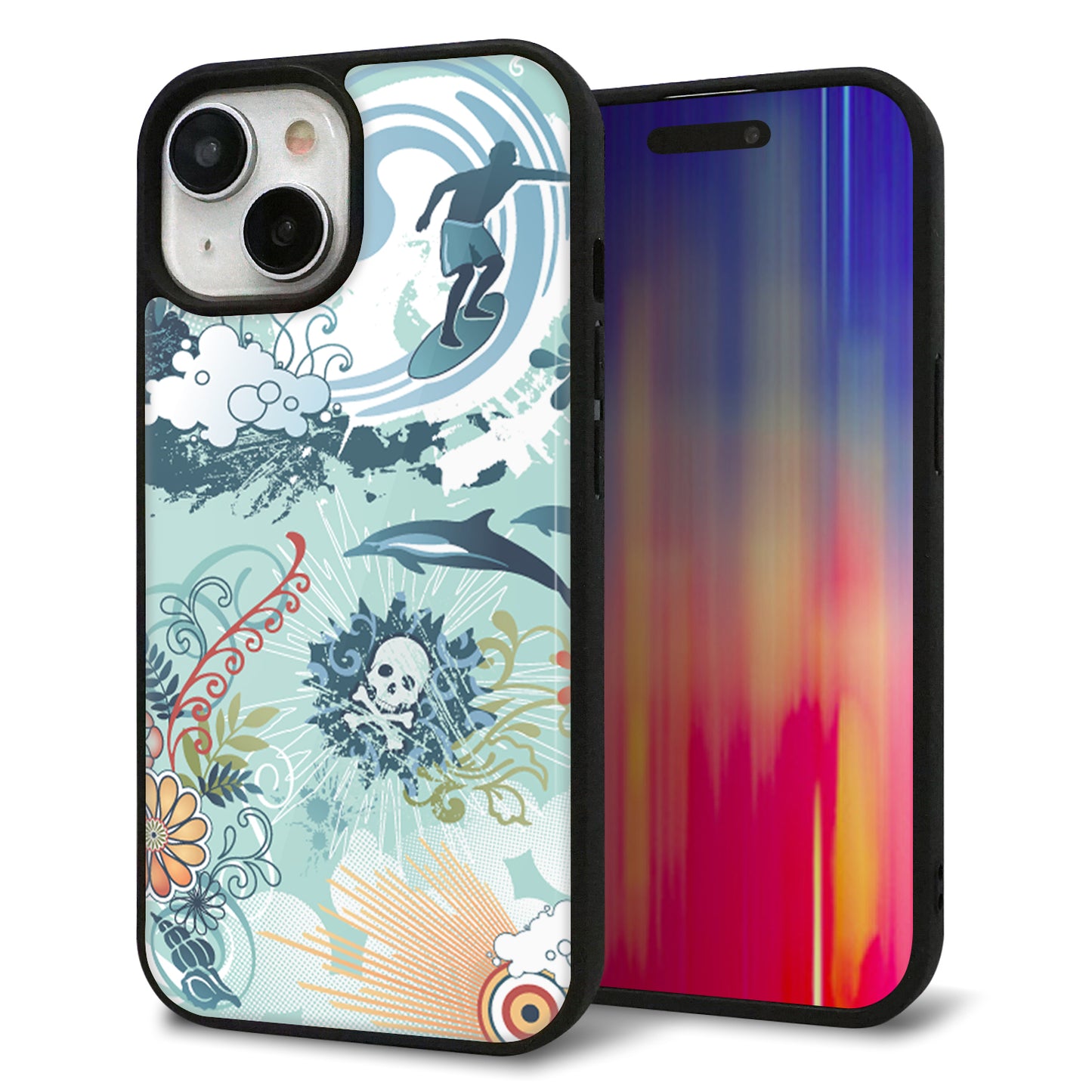 iPhone15 強化ガラス&TPUスマホケース ガラプリ【431 ハワイ】