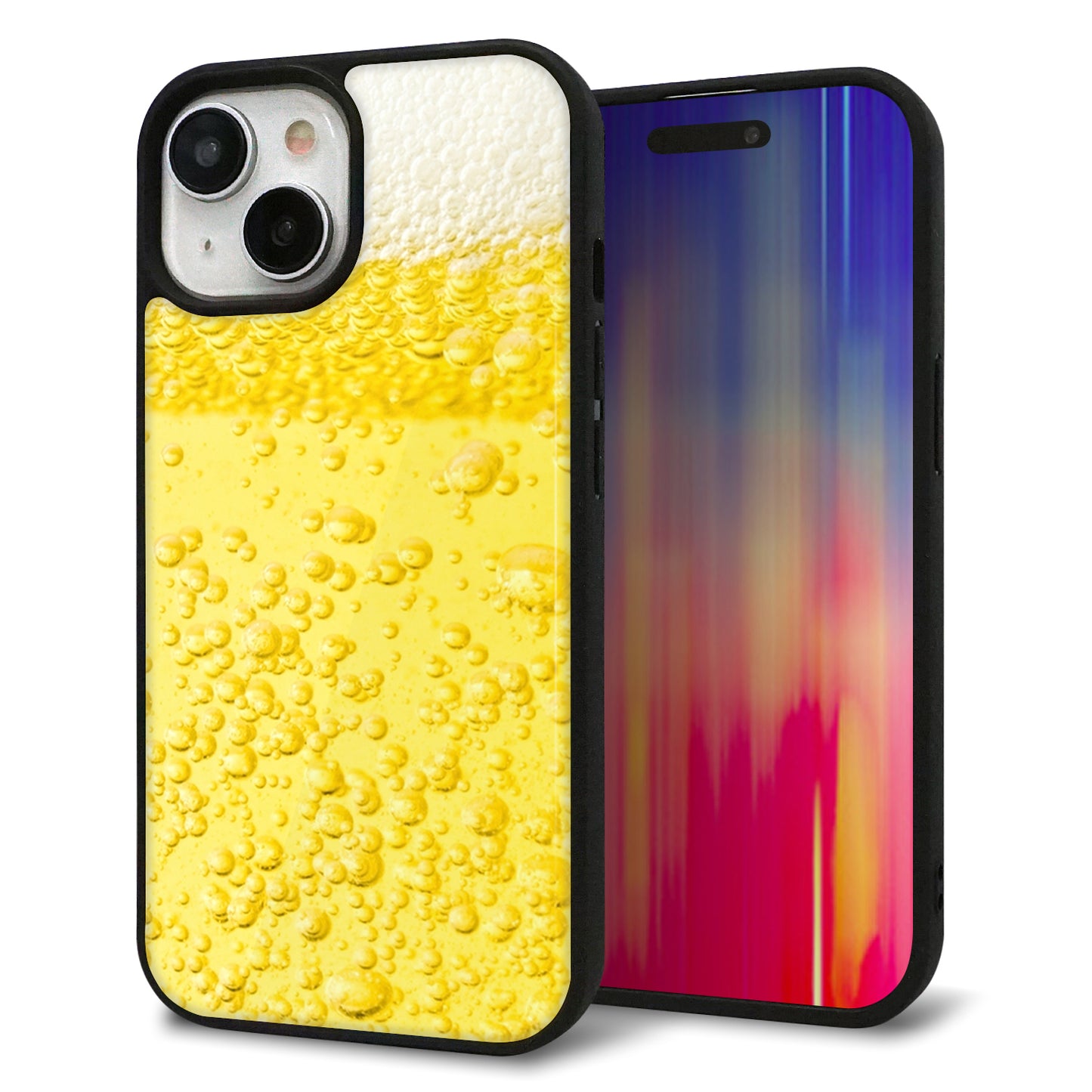 iPhone15 強化ガラス&TPUスマホケース ガラプリ【450 生ビール】
