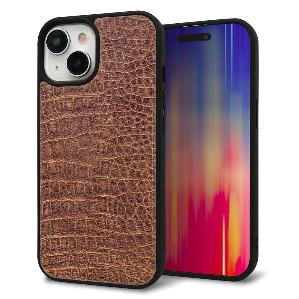 iPhone 15 強化ガラス&TPUスマホケース ガラプリ【463 クロコダイル】
