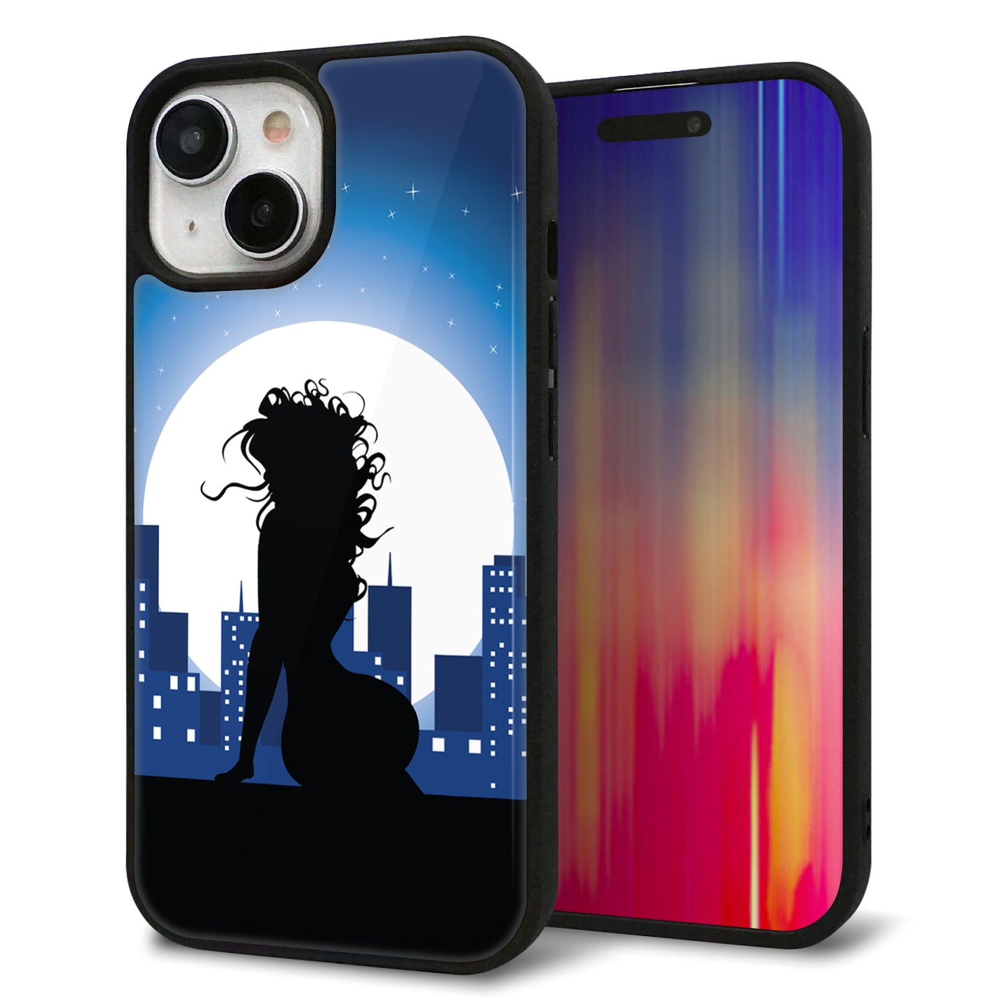 iPhone15 強化ガラス&TPUスマホケース ガラプリ【482 夜の窓辺】