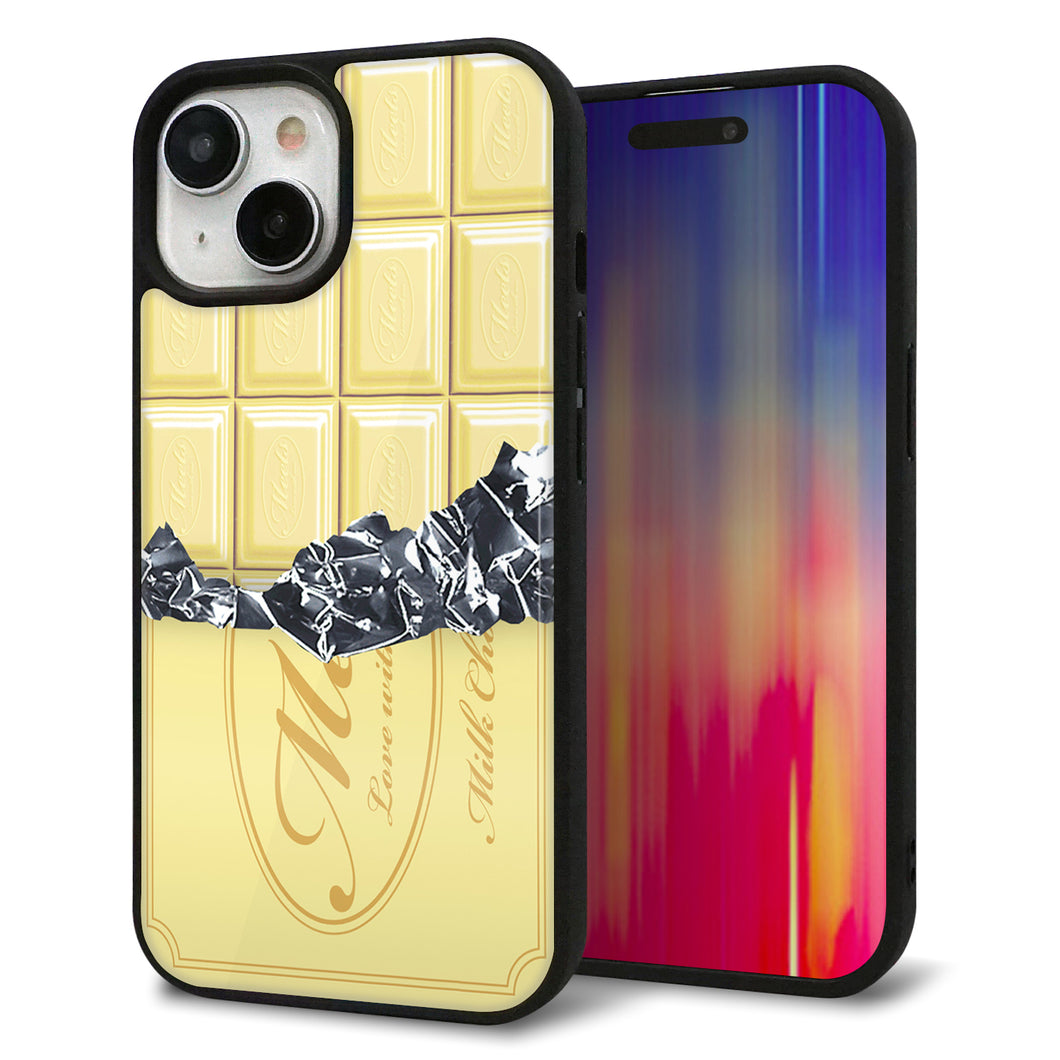 iPhone15 強化ガラス&TPUスマホケース ガラプリ【553 板チョコ?ホワイト】