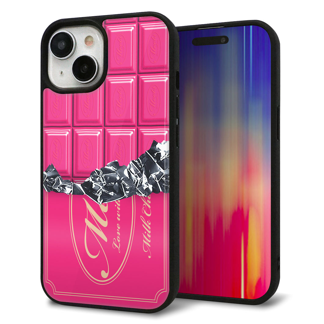 iPhone15 強化ガラス&TPUスマホケース ガラプリ【555 板チョコ?ストロベリー】