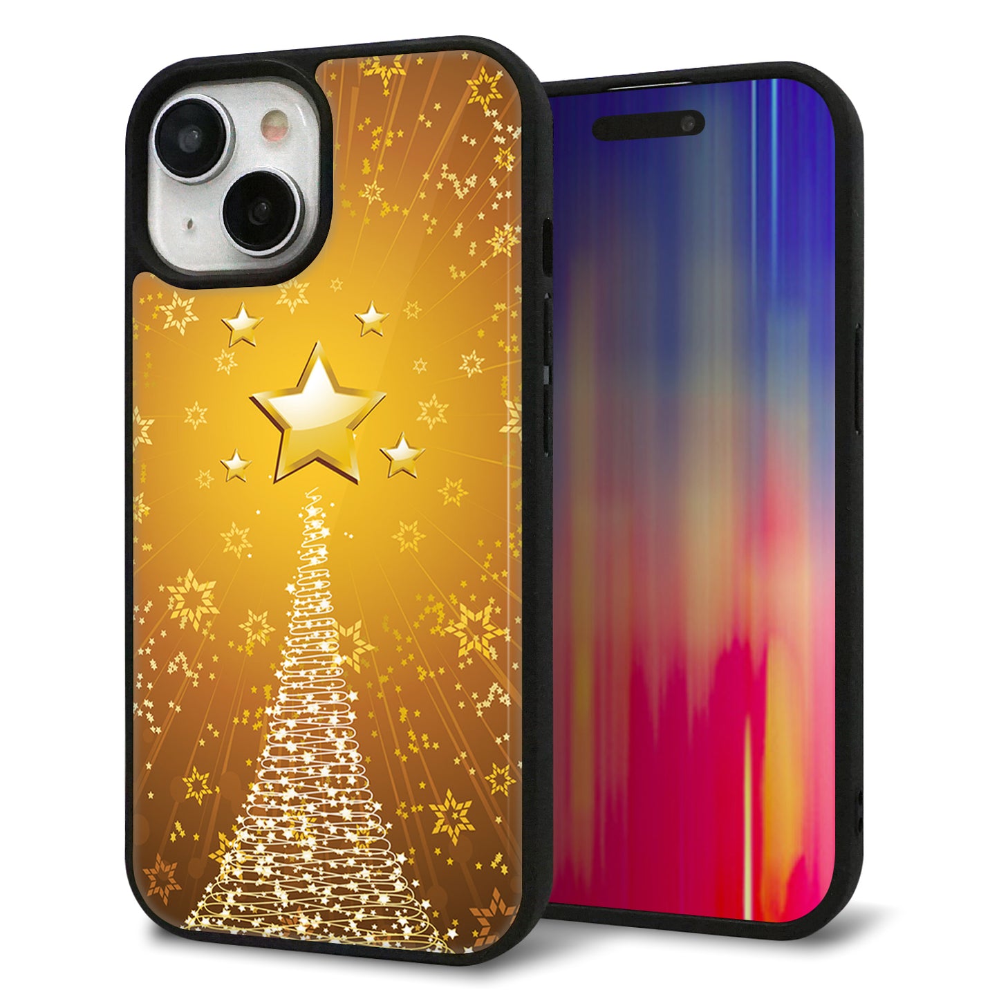 iPhone15 強化ガラス&TPUスマホケース ガラプリ【590 光の塔】