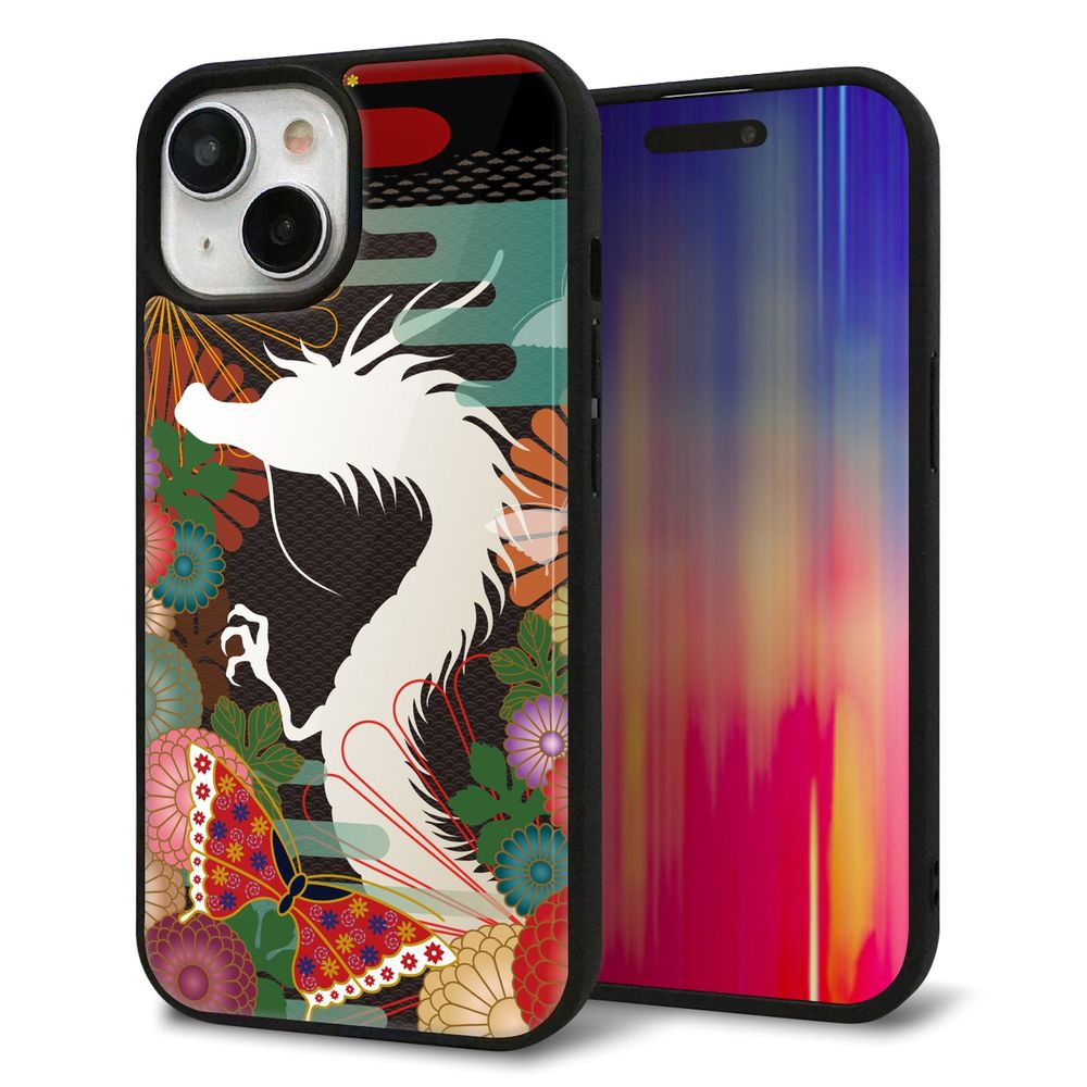 iPhone 15 強化ガラス&TPUスマホケース ガラプリ【635 白龍】