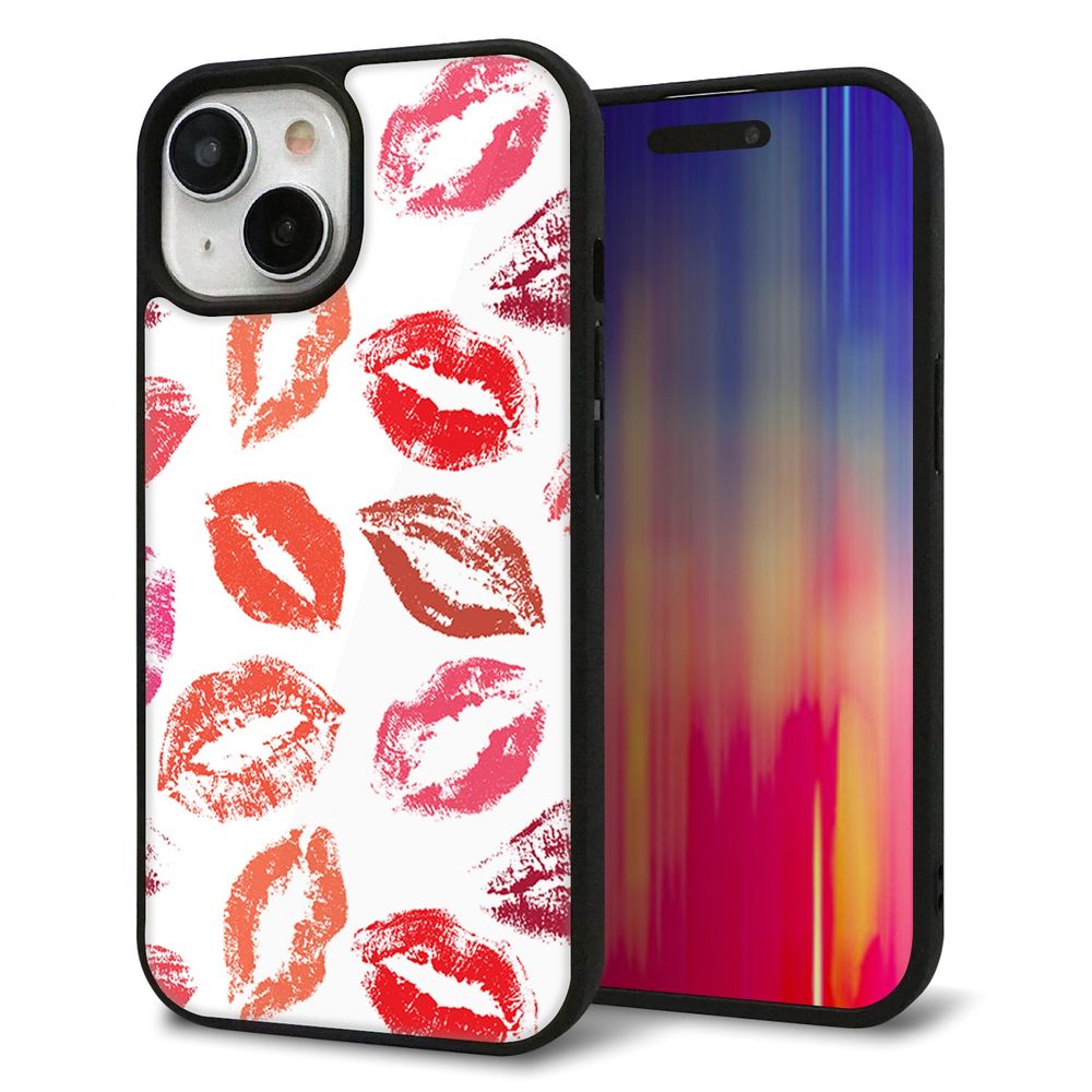 iPhone 15 強化ガラス&TPUスマホケース ガラプリ【734 キスkissキス】
