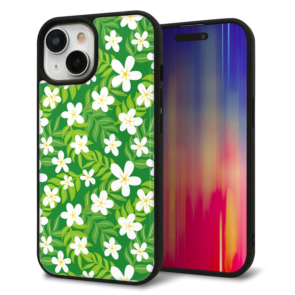 iPhone 15 強化ガラス&TPUスマホケース ガラプリ【760 ジャスミンの花畑】