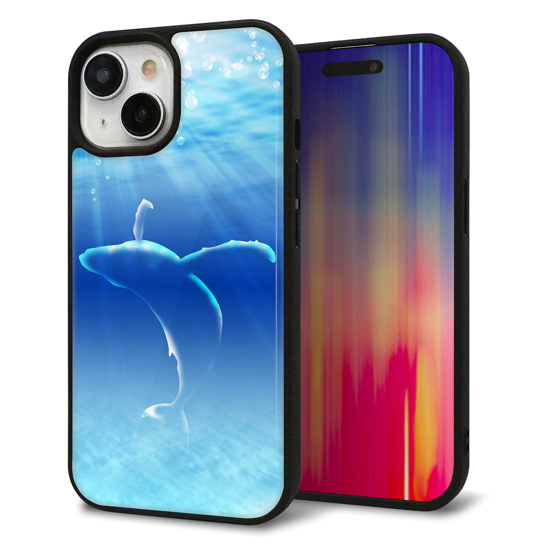 iPhone15 強化ガラス&TPUスマホケース ガラプリ【1047 海の守り神くじら】