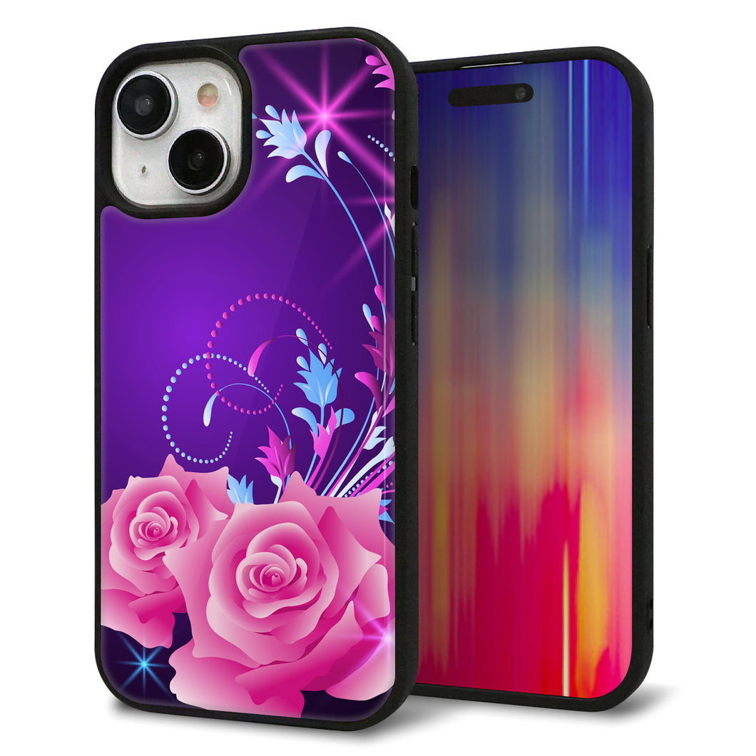 iPhone15 強化ガラス&TPUスマホケース ガラプリ【1177 紫色の夜】