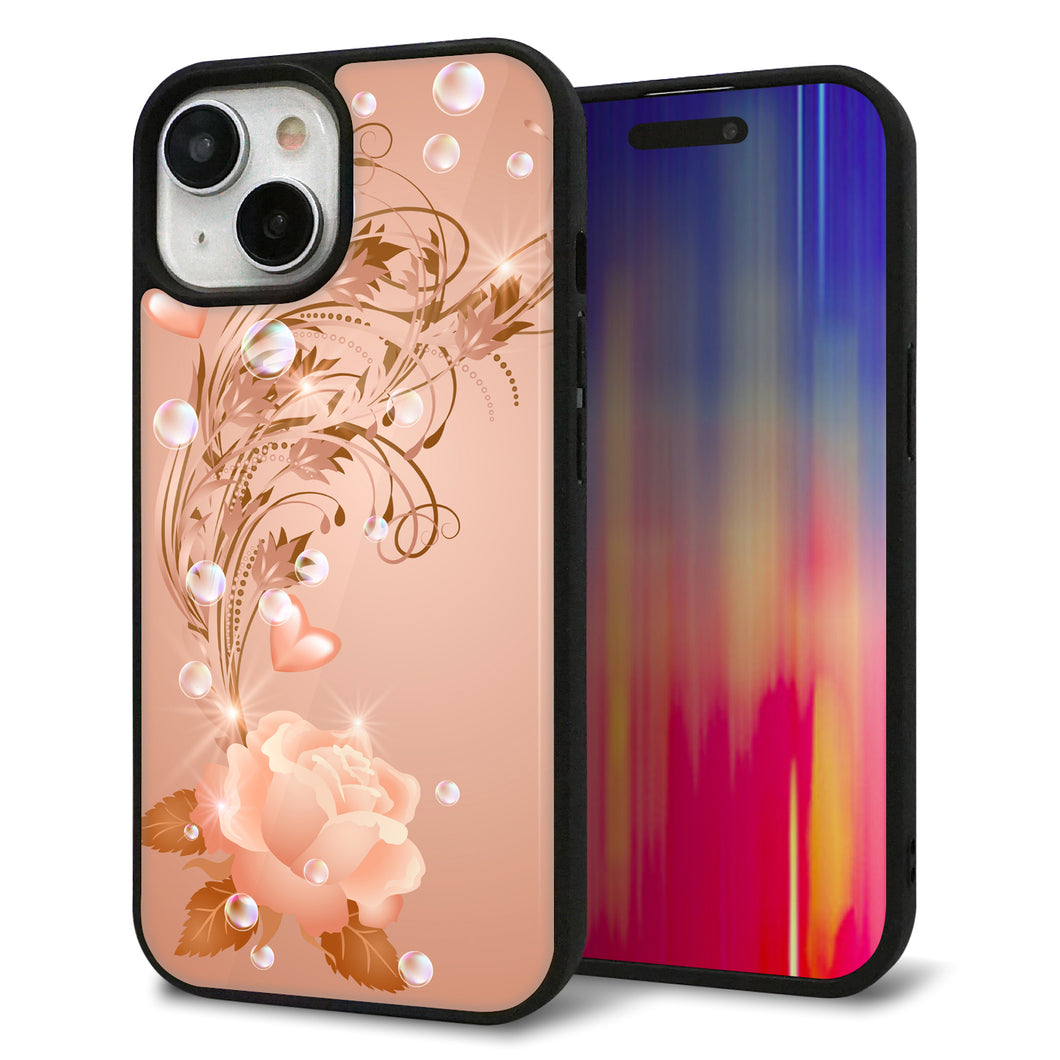 iPhone15 強化ガラス&TPUスマホケース ガラプリ【1178 ラブリーローズ】