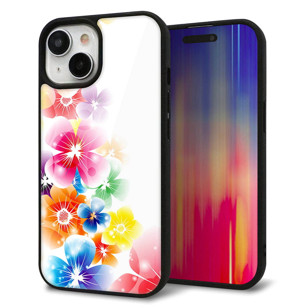 iPhone15 強化ガラス&TPUスマホケース ガラプリ【1209 光と花】
