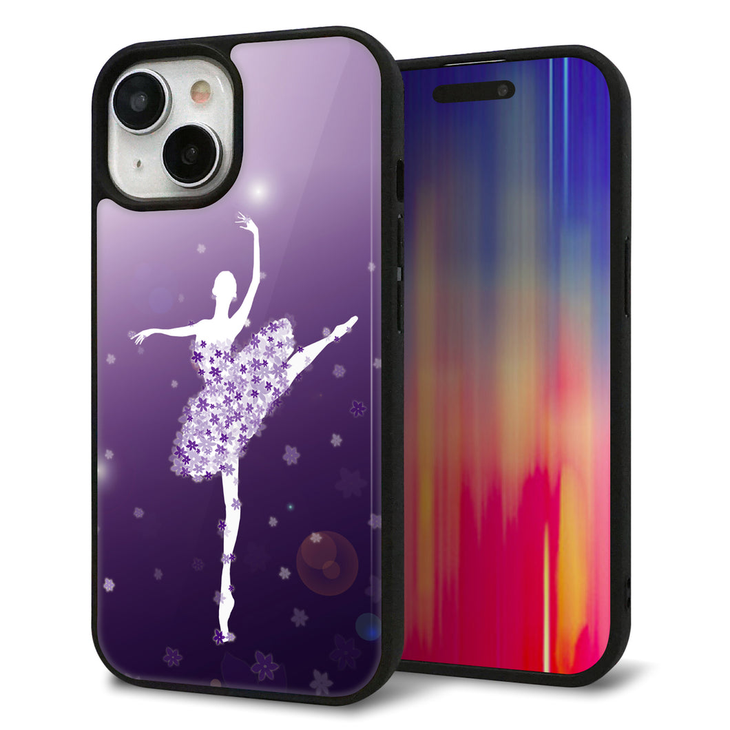 iPhone15 強化ガラス&TPUスマホケース ガラプリ【1256 バレリーナ】