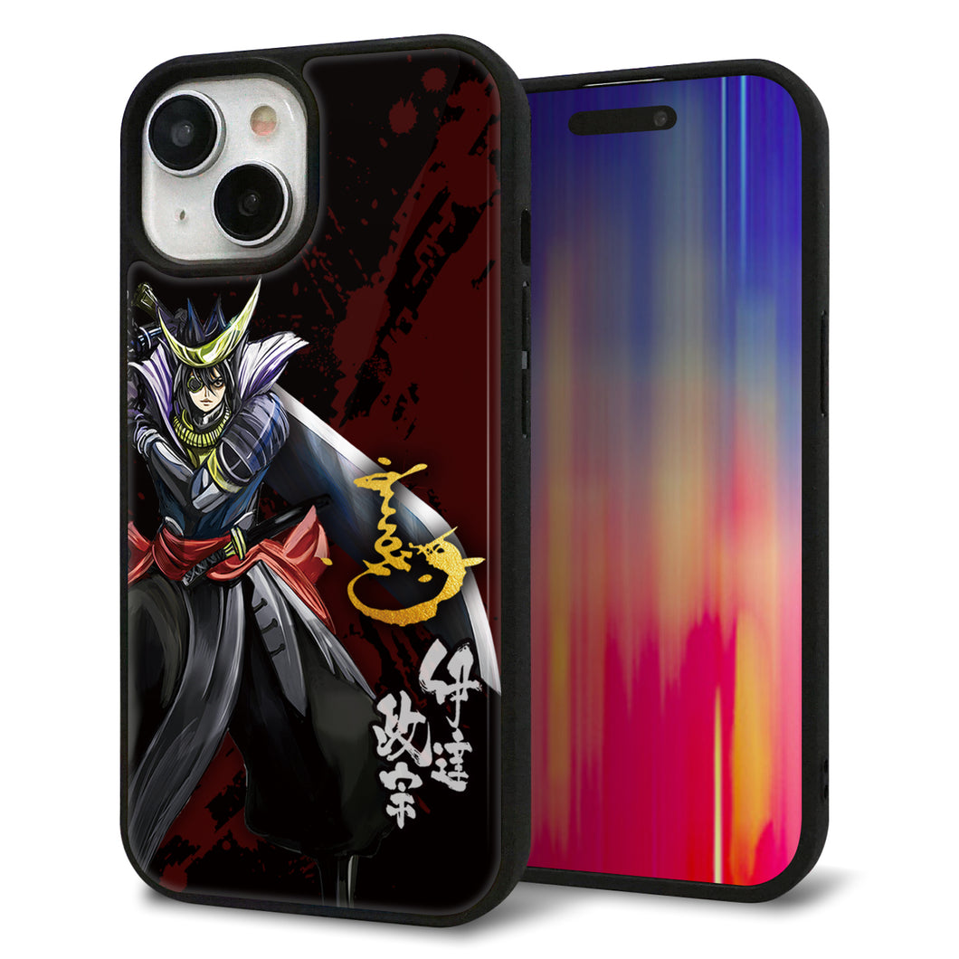 iPhone15 強化ガラス&TPUスマホケース ガラプリ【AB809 伊達政宗 イラストと花押】