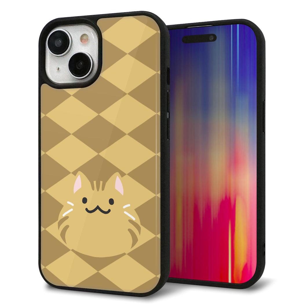 iPhone15 強化ガラス&TPUスマホケース ガラプリ【HA247 もちねこ 茶トラ】