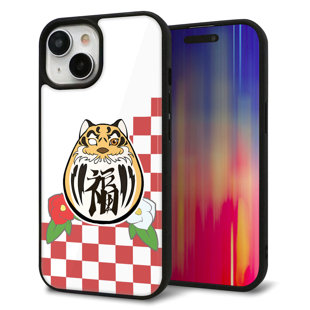 iPhone15 強化ガラス&TPUスマホケース ガラプリ【HA252 虎だるま】