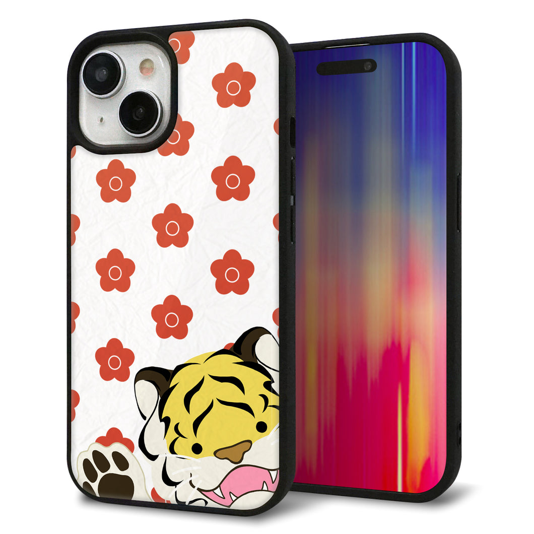 iPhone15 強化ガラス&TPUスマホケース ガラプリ【HA254 虎アップ】