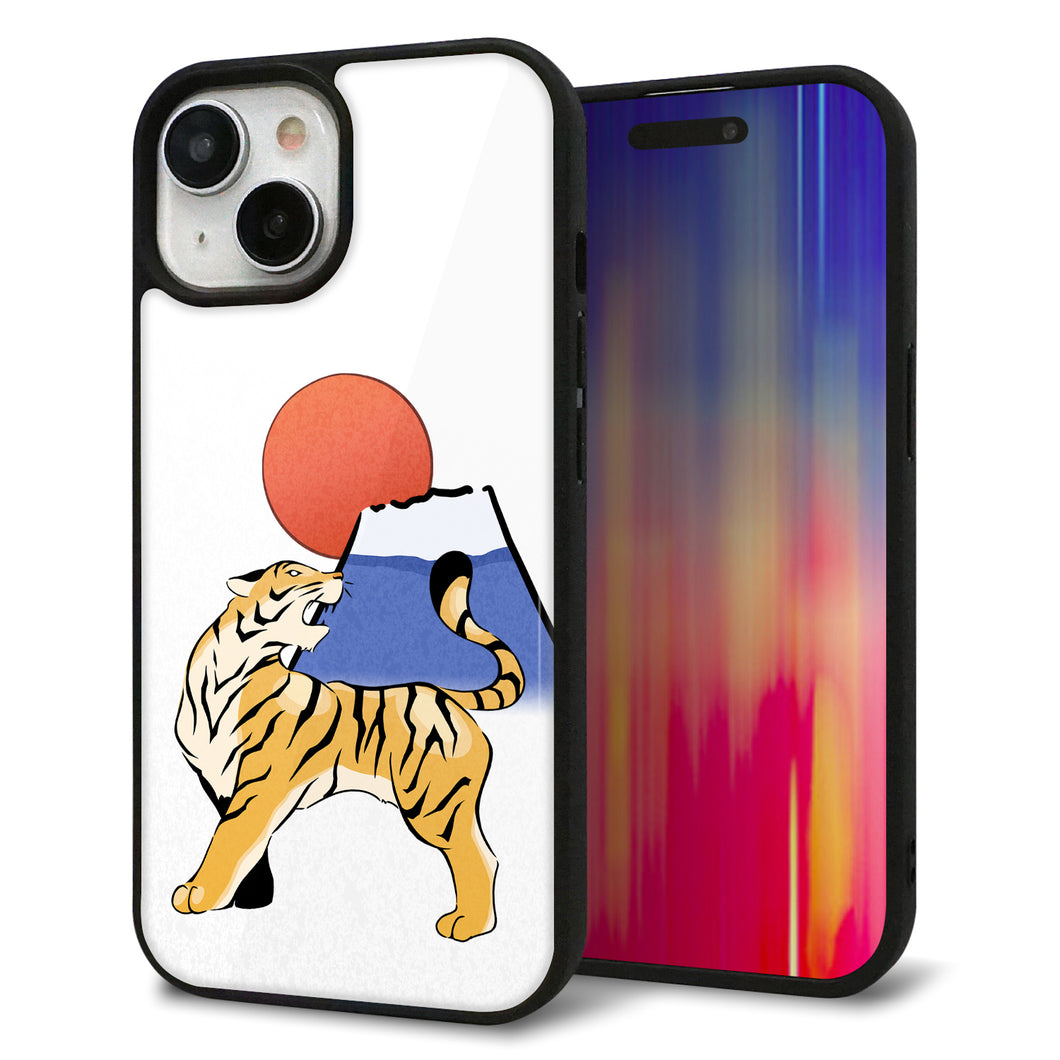 iPhone15 強化ガラス&TPUスマホケース ガラプリ【HA255 虎と富士】