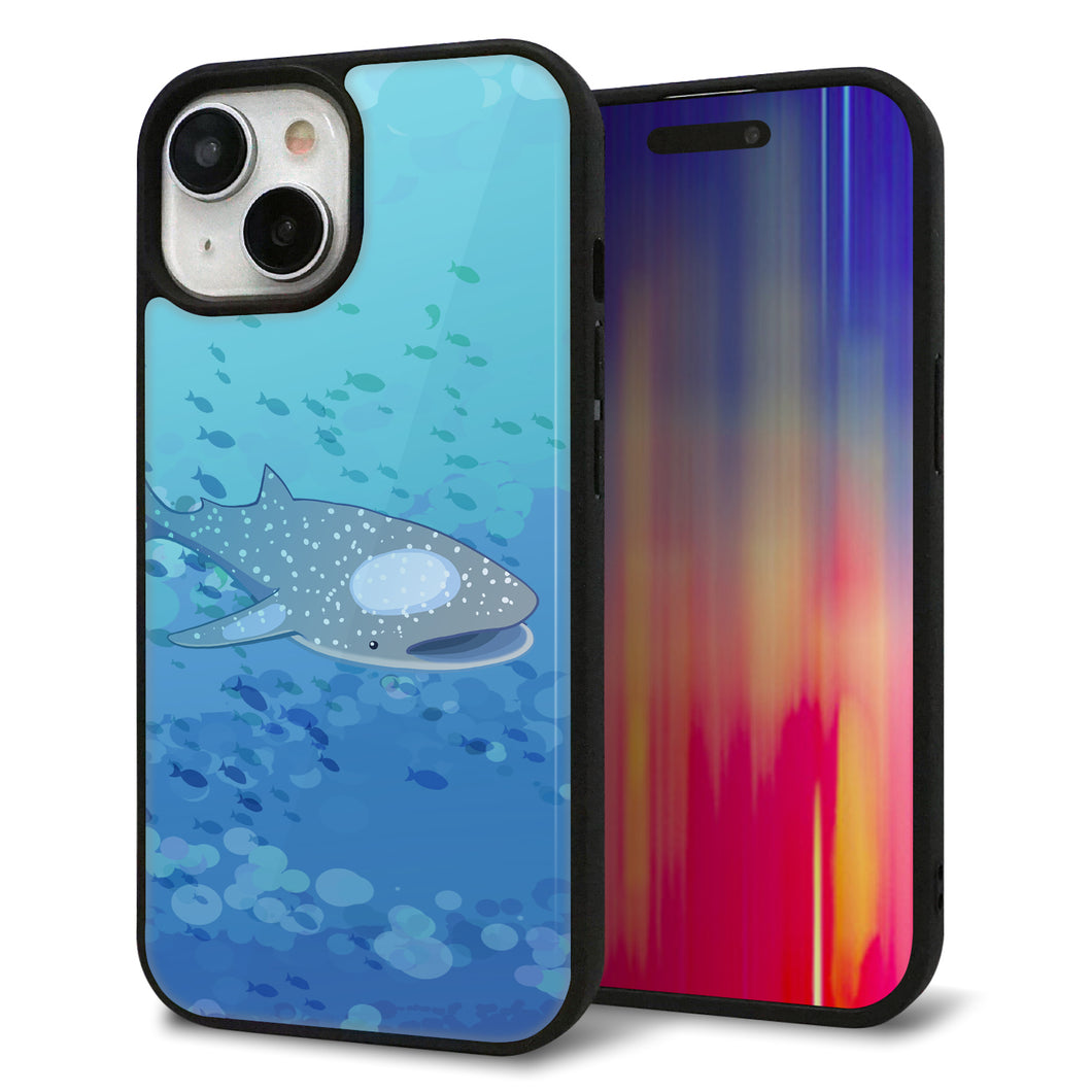 iPhone15 強化ガラス&TPUスマホケース ガラプリ【HA256 ポケットアクアリウム ジンベエザメ】