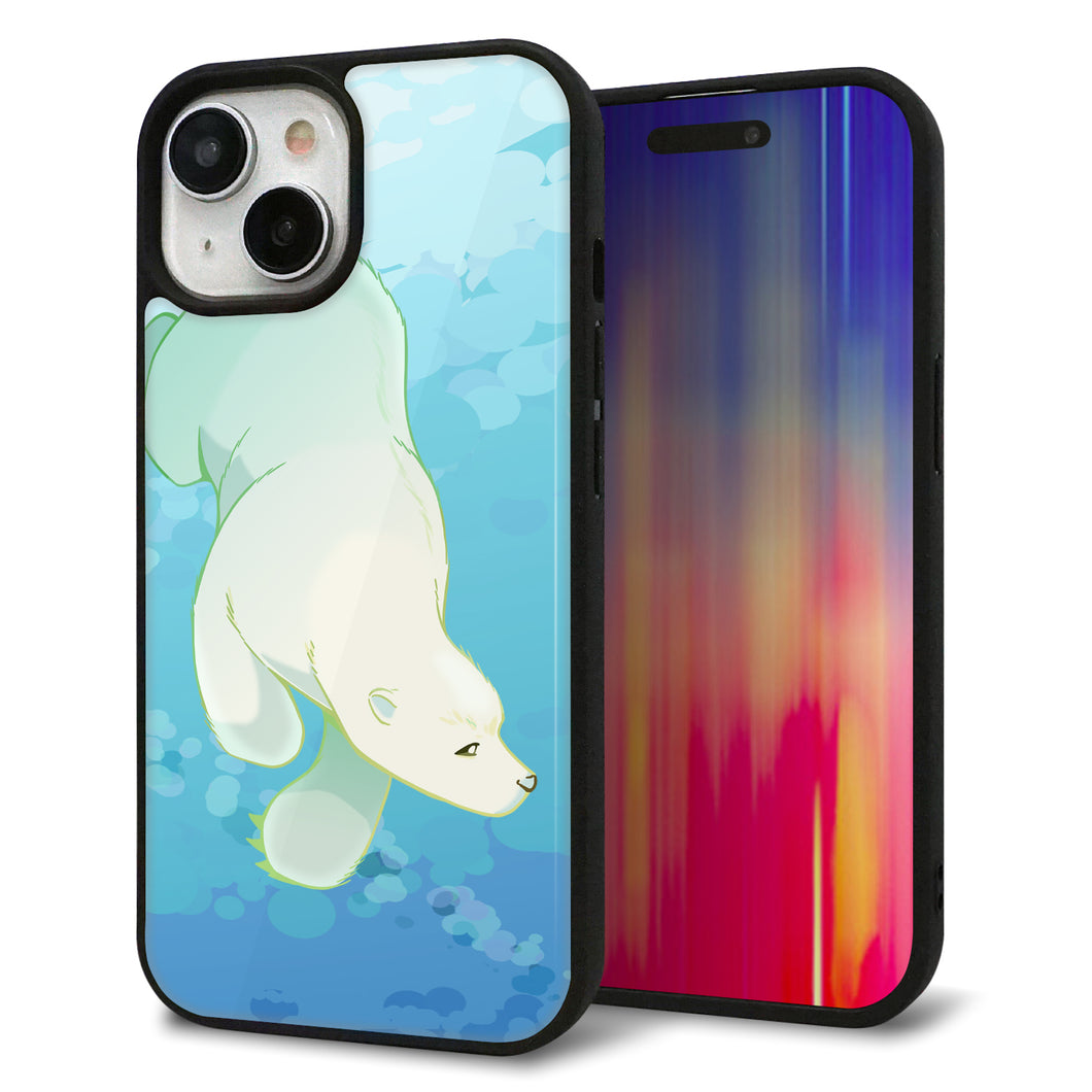 iPhone15 強化ガラス&TPUスマホケース ガラプリ【HA261 ポケットアクアリウム ホッキョクグマ】