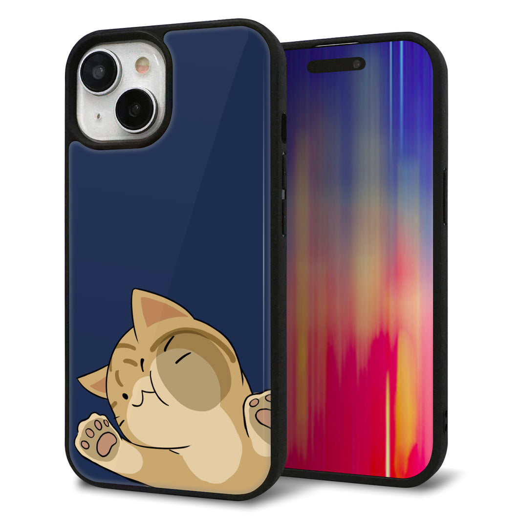 iPhone15 強化ガラス&TPUスマホケース ガラプリ【HA290 むぎゅっとトラ】