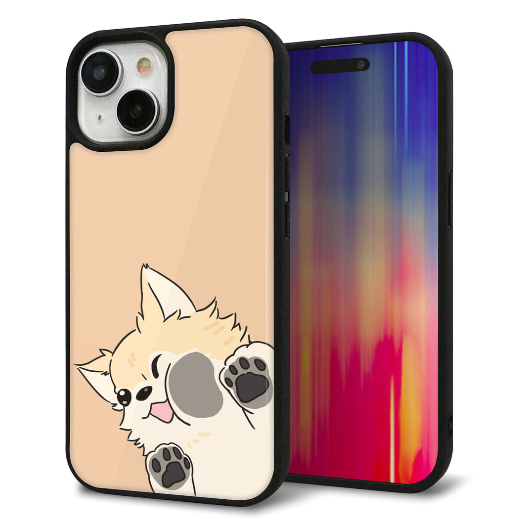 iPhone15 強化ガラス&TPUスマホケース ガラプリ【HA292 むぎゅっとチワワ】