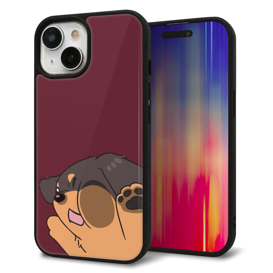 iPhone15 強化ガラス&TPUスマホケース ガラプリ【HA294 むぎゅっとミニダックス】