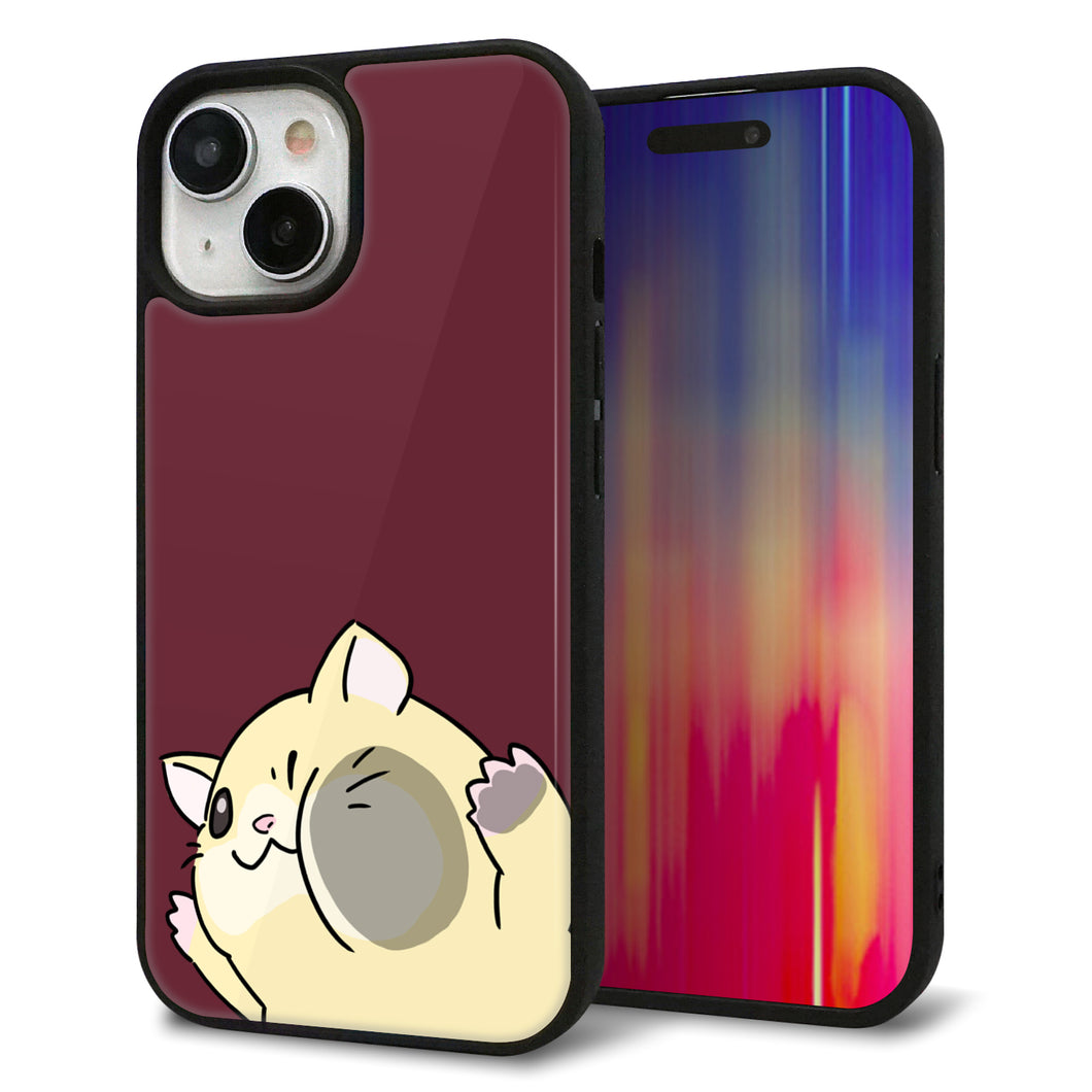 iPhone15 強化ガラス&TPUスマホケース ガラプリ【HA296 むぎゅっとキンクマ】