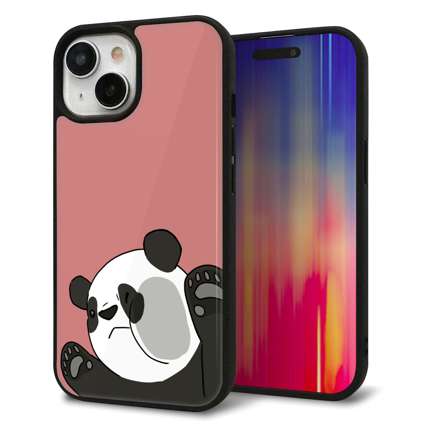 iPhone15 強化ガラス&TPUスマホケース ガラプリ【HA300 むぎゅっとパンダ】