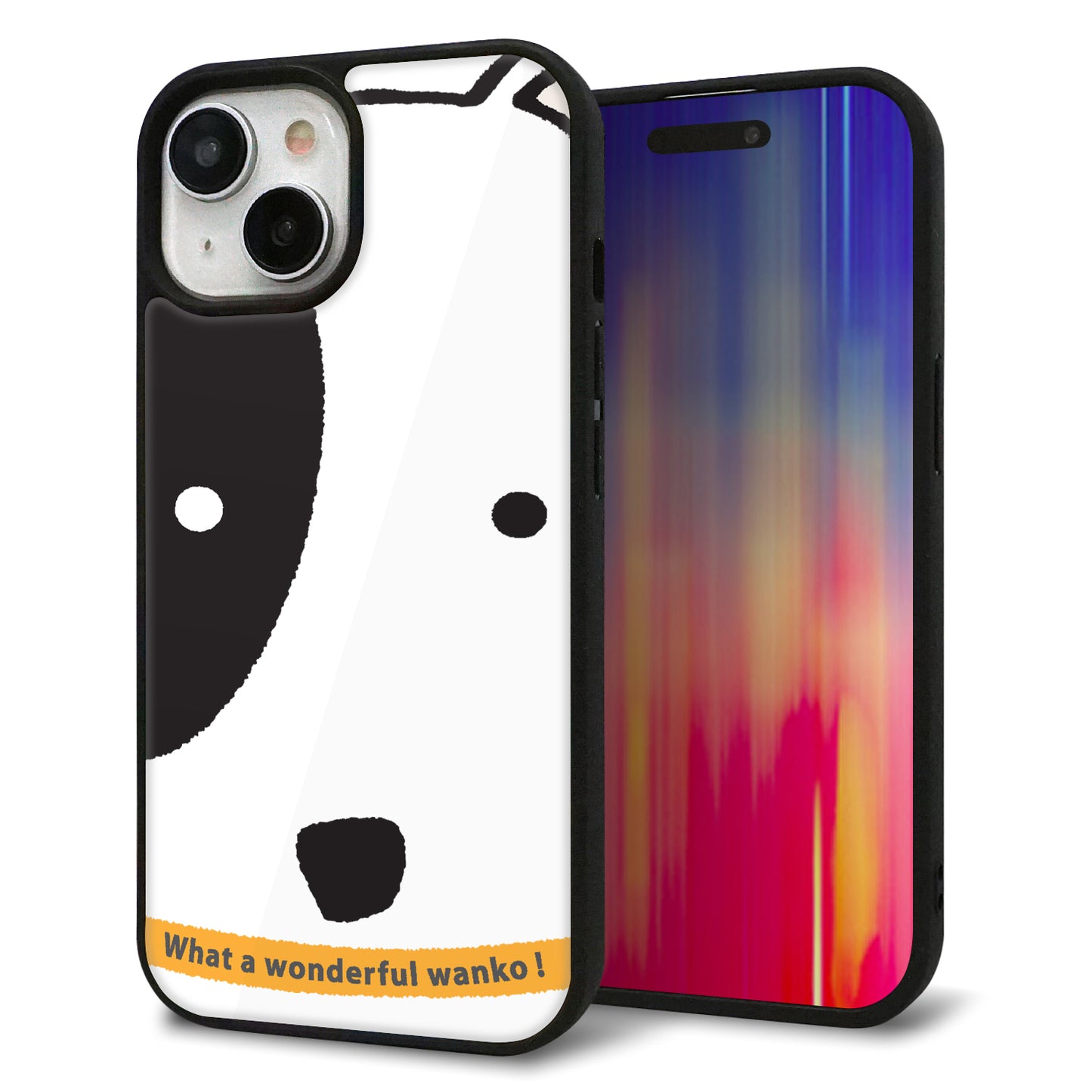 iPhone15 強化ガラス&TPUスマホケース ガラプリ【IA800 わんこ】
