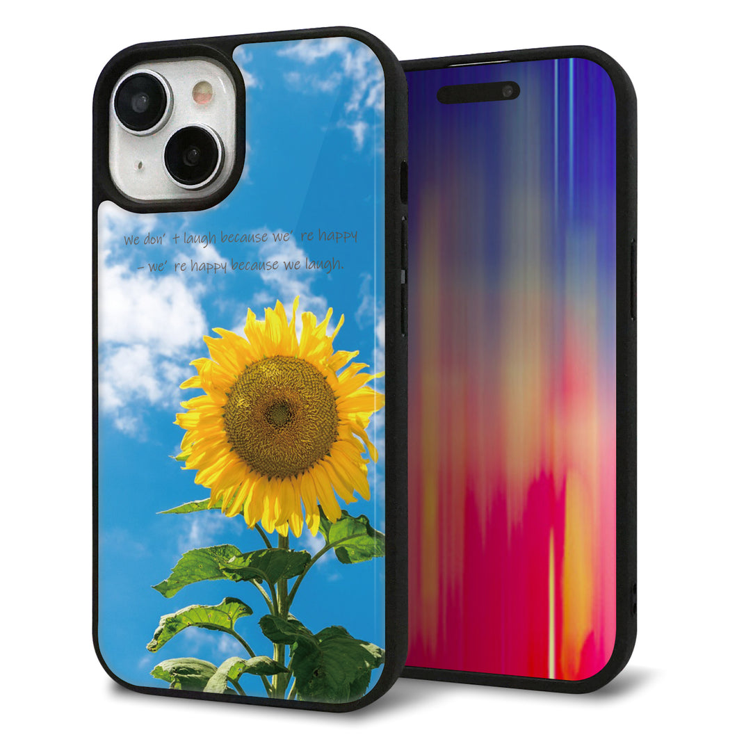 iPhone15 強化ガラス&TPUスマホケース ガラプリ【KM877 ヒマワリ】