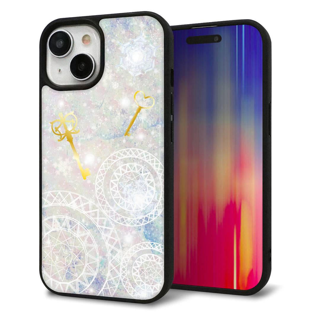 iPhone15 強化ガラス&TPUスマホケース ガラプリ【KM881 魔法陣と鍵】