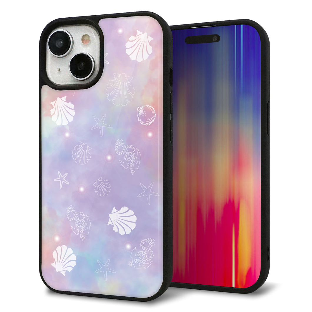 iPhone15 強化ガラス&TPUスマホケース ガラプリ【KM883 シェル柄】