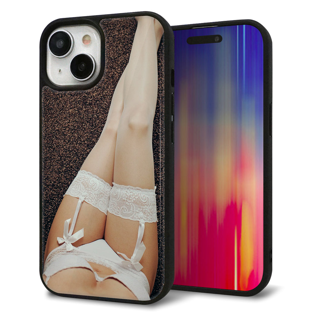 iPhone15 強化ガラス&TPUスマホケース ガラプリ【KM888 ストッキング】