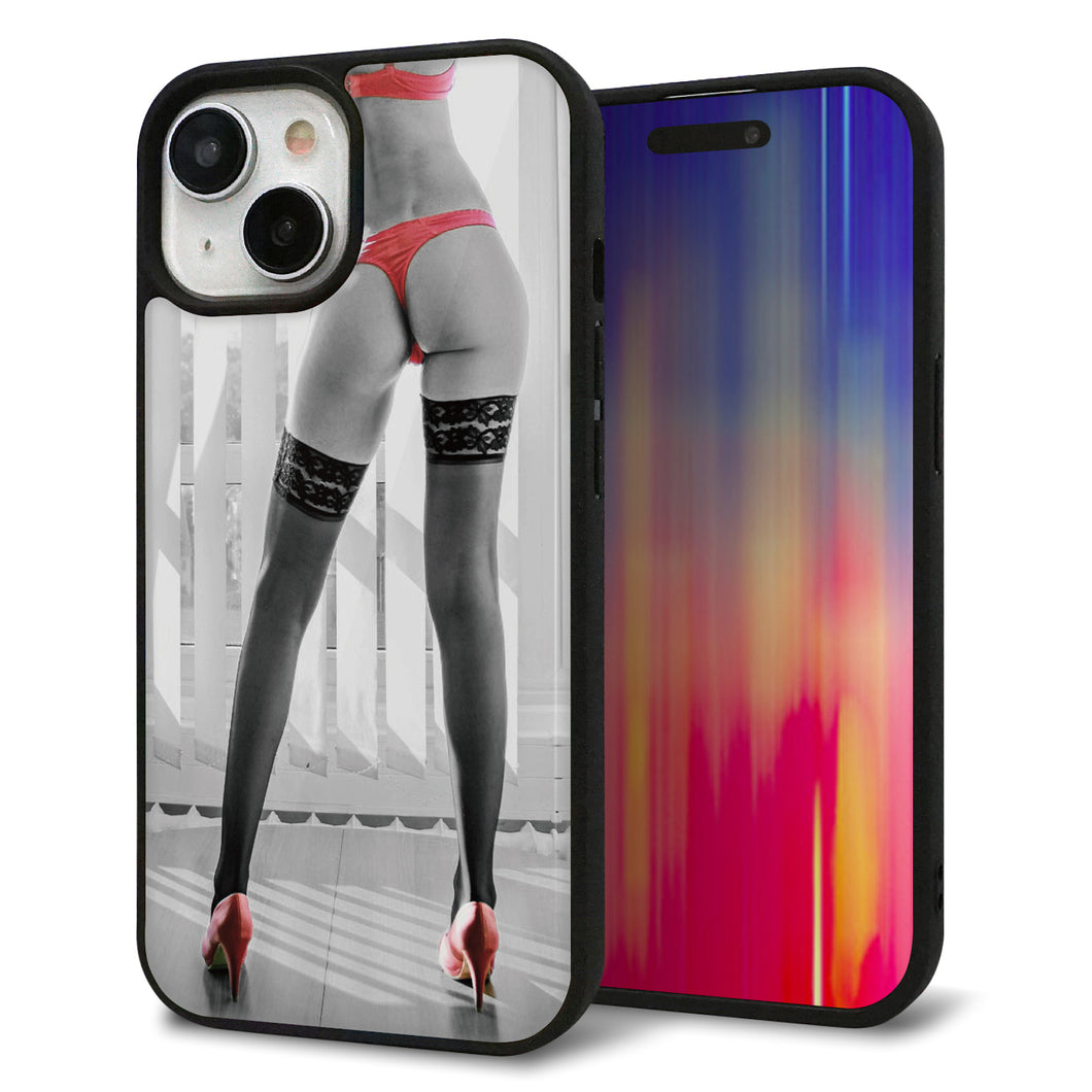 iPhone15 強化ガラス&TPUスマホケース ガラプリ【KM889 ハイヒール】