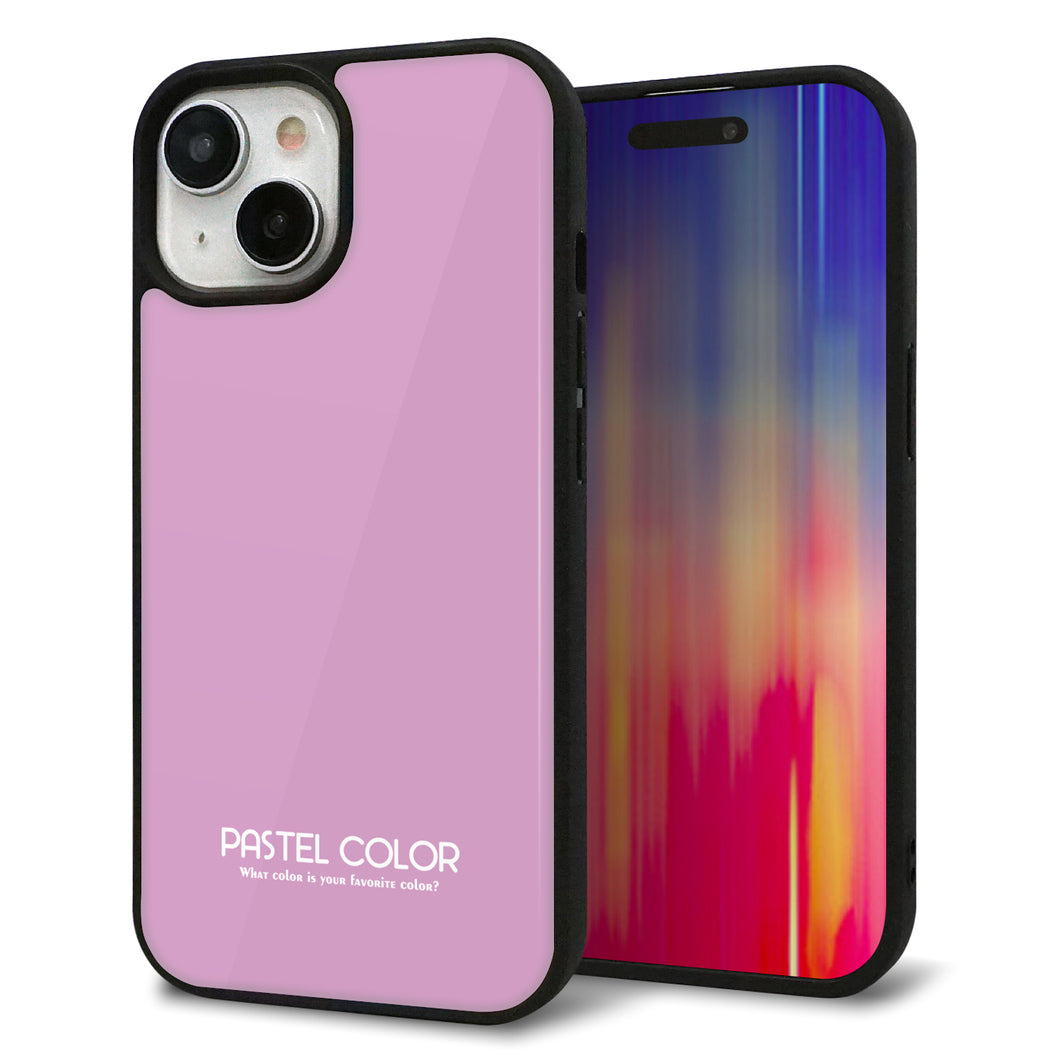 iPhone15 強化ガラス&TPUスマホケース ガラプリ【KM901 パステルカラー(パステルラベンダー)】