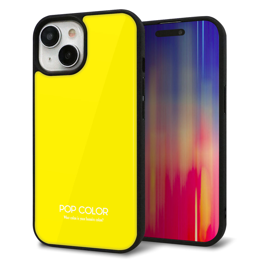 iPhone15 強化ガラス&TPUスマホケース ガラプリ【KM904 ポップカラー(イエロー)】
