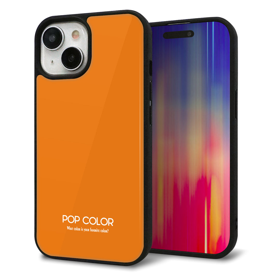 iPhone15 強化ガラス&TPUスマホケース ガラプリ【KM906 ポップカラー(オレンジ)】